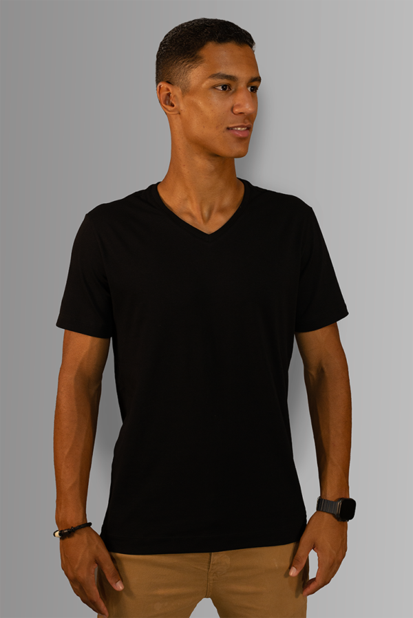 Camiseta de Algodão Egípcio - Gola V - Manga Curta - Image 3