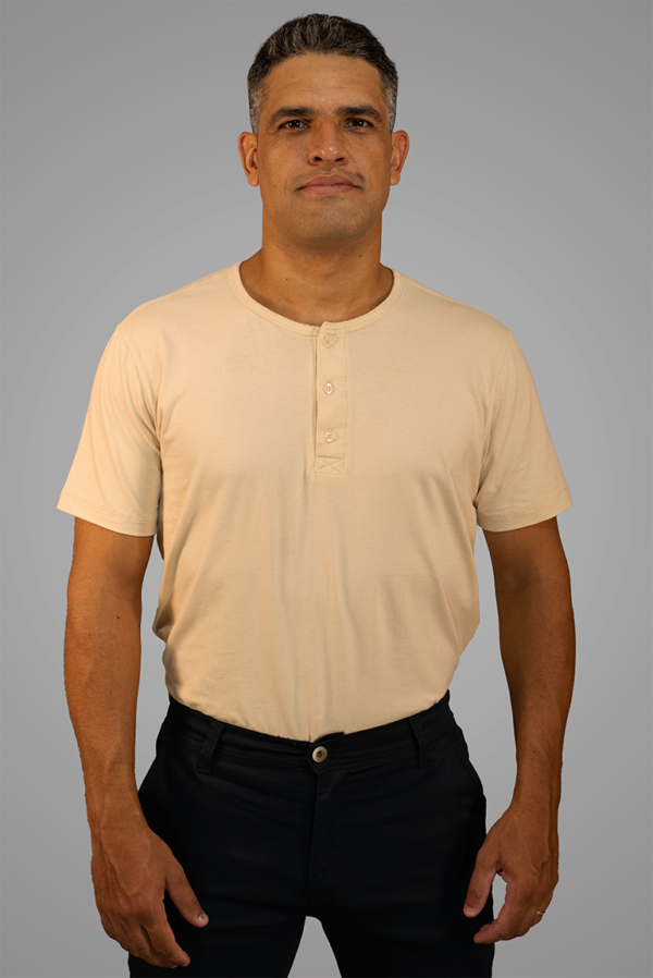 Camisa Henley de Algodão Egípcio - Manga Curta